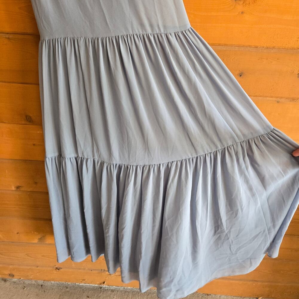 Aritzia Sunshine Dress Midi Feminine Ruffle Tiered Slab Blue Flowy Romantic M - Picture 5 of 6